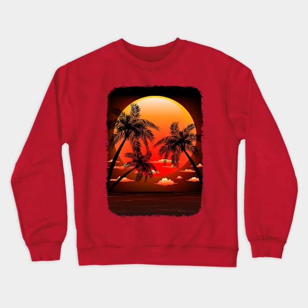 Tropical Sunset Crewneck Sweatshirt by BluedarkArt